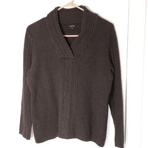 Nautica sweater women xlp XXL 2X gray cotton heavyweight winter fall warm top